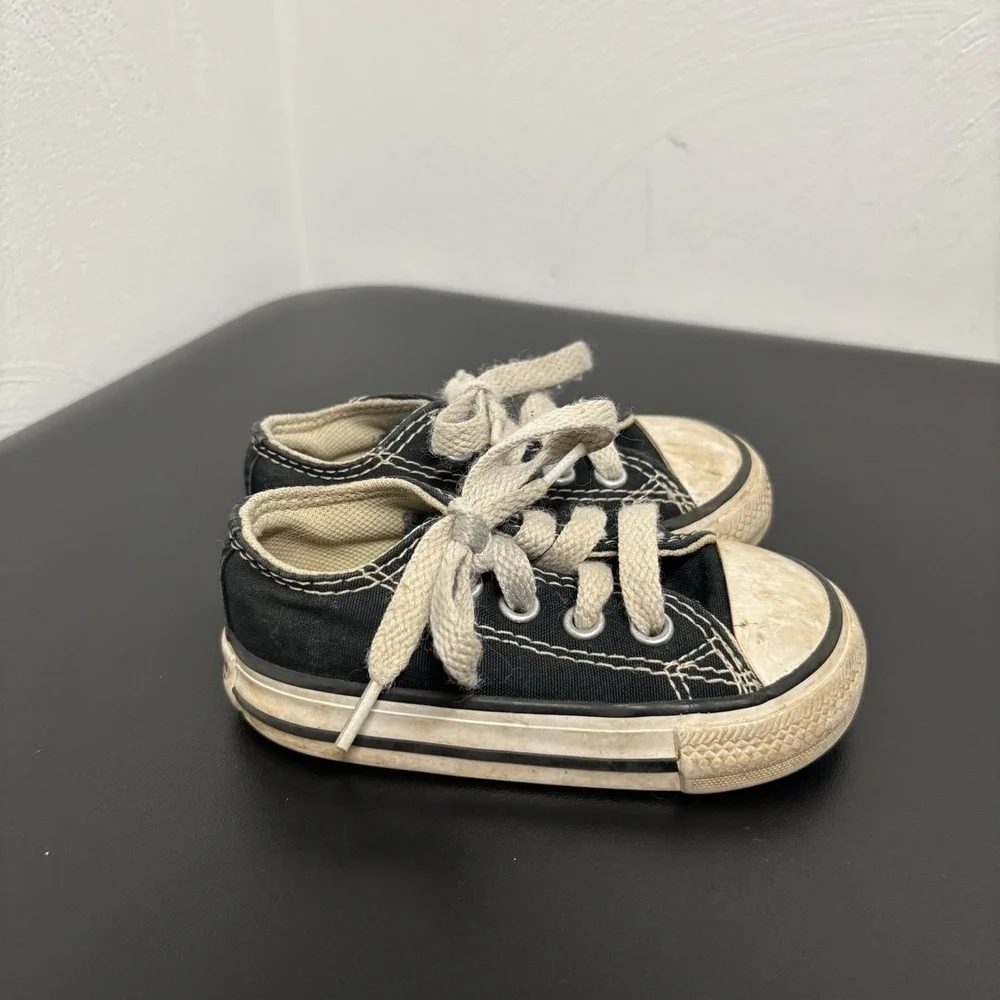 Converse All Star Black White Low Top Lace Up Sneakers 7J235 Toddler‎ Size 4